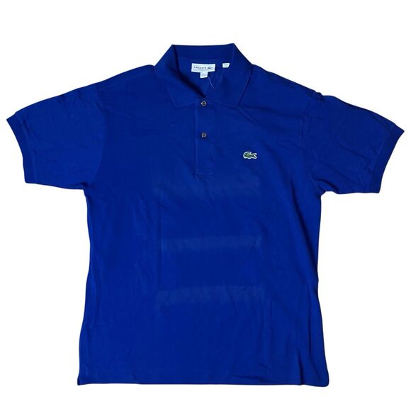 Lacoste Polo Shirt Mens Large Blue Cotton Short Sleeve Logo DIY Repair Flawed - Picture 2 of 11